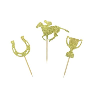 Morndew 24 PCS Equestrian Horse and Golden Cup Cupcake Toppers for Theme Party Baby Shower Birthday Party Decorations - Image 3