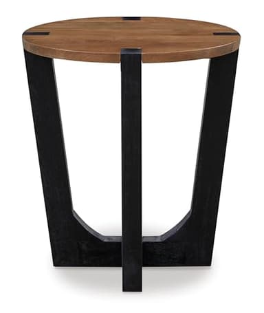 Signature Design by Ashley Hanneforth Farmhouse End Table with Angled Solid Wood Legs, Light Brown & Black - Image 3