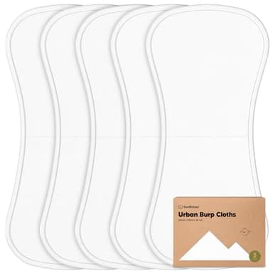 Organic Burp Cloths Baby Boy & Girl - 5-Pack Super Absorbent Cotton Burping Cloths for Babies, Soft & Plush Newborn Spit Up Rags, Infant Towels for Milk Spit Up, Unisex, Large 21" x 10" (Soft White) - Image 1