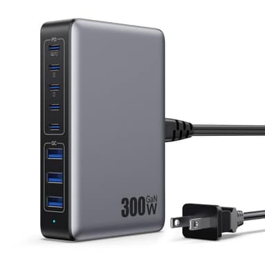 USB C Charger 300W USB C Charger Block, 8-Ports GaN IV Fast Charging Station Hub, Dual PD 100W Laptop Charger Adapter,for MacBook Pro/Air/iPad/iPhone16/15/14/Apple Watch/DELL/Samsung for Home Office - Image 1