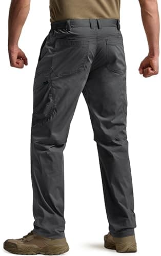 CQR Men's Quick Dry Tactical Pants, Water Resistant Outdoor Pants, Lightweight Stretch Cargo Work Hiking Pants, Runyon Cargo Pants Charcoal, 34W x 32L - Image 3