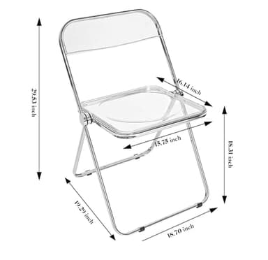 Canglong Folding Chair 2 Pack, Foldable Chairs with Sturdy Metal Frame, Portable Comfortable Plastic Folding Chairs, Indoor and Outdoor, for Home, Office, Party & Events, Set of 2, Transparent - Image 3