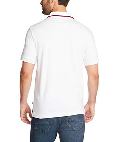 Nautica Men's Big-Tall Classic Fit Short Sleeve Solid Tipped Collar Soft Polo Shirt Shirt, Bright White, 3X Big - Image 3
