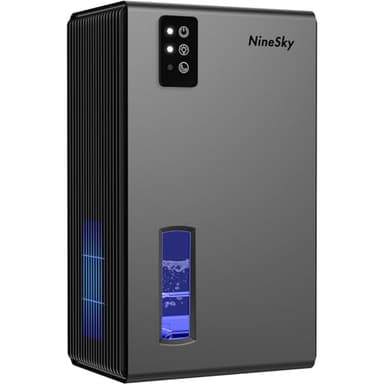 NineSky Dehumidifiers for Home, 95 OZ Water Tank, (1000 sq.ft) Dehumidifiers for Bathroom Bedroom Basement with Auto Shut Off,7 Colors LED Light(Gray) - Image 1