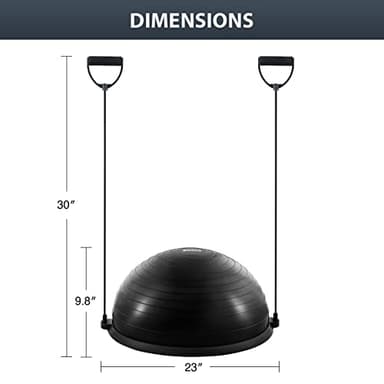 ZELUS Balance Ball Trainer with Resistance Bands & Foot Pump, Inflatable Yoga Ball for Home Gym Workouts, 23 Inch Exercise Half Ball for Balance Training Core Strength Fitness, 330lb Cap (Black) - Image 7