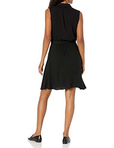 Amazon Essentials Women's Sleeveless Relaxed-Fit Woven Shirt Dress, Black, Large - Image 2