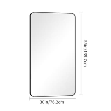 30x55 inch Bathroom Mirror,Black Rectangle Mirror,Wall Mounted Bathroom Frame Vanity Mirror with Round Corner for Bedroom Living Room, Entryway Hangs Horizontal or Vertical - Image 7