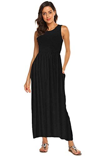 Hount Women's Summer Dresses Sleeveless Casual Long Maxi Sundresses 2025 Solid Black Large - Image 2