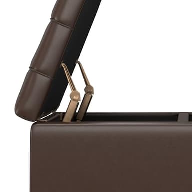 SIMPLIHOME Harrison 30 inch Wide Transitional Square Small Coffee Table Storage Ottoman in Chocolate Brown Vegan Faux Leather, Assembled, for The Living Room and Bedroom - Image 14