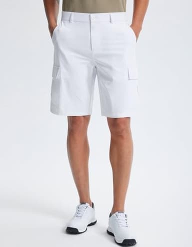 Libin Men's Golf Shorts with Pockets Work Dress Shorts Casual Flat Front Hybrid Short Lightweight Quick Dry Classic Fit Pure White 34 - Image 5