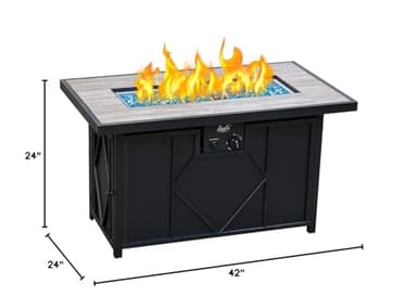 BALI OUTDOORS Fire Pit Table Propane Gas Firepit Rectangular Fire Table 42In 60,000 BTU for Outside Patio Backyard Deck Balcony - Image 3