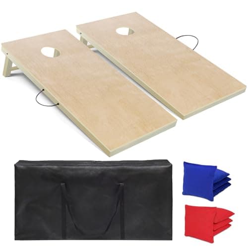 Solid Wood Cornhole Board Set, 4 ft x 2 ft Regulation Size Corn Hole Game Set for Adults with Set of 8 Corn Hole Toss Bags and Carrying Case - Image 1