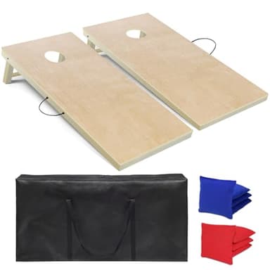 Solid Wood Cornhole Board Set, 4 ft x 2 ft Regulation Size Corn Hole Game Set for Adults with Set of 8 Corn Hole Toss Bags and Carrying Case - Image 1