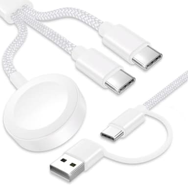 Upgraded 3 in 2 USB C Cable for Apple Watch Charger (4FT/1.2M) Travel USBC Multi Fast Charging Cord Compatible with iWatch Ultra 2/SE 2/10/9/8/7/6/5/4/3/2/1, iPhone 16/15 Pro Max Plus, iPad, AirPods - Image 1