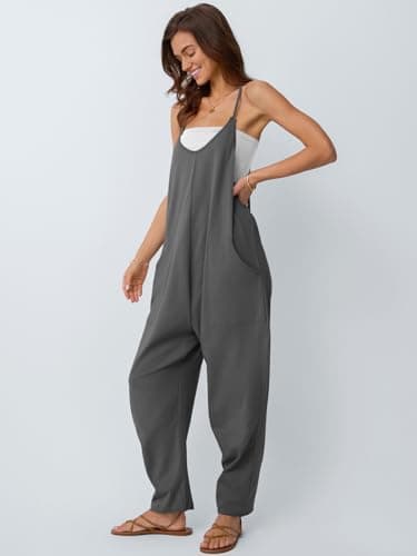 AUTOMET Jumpsuits for Women Casual Summer Outfits Rompers Comfy Beach Vacation Trendy Overalls Jumpers Fashion Clothes 2025 DarkGrey M - Image 3
