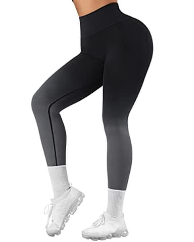 SUUKSESS Scrunch Butt Lifting Seamless Leggings for Women Booty High Waisted Workout Yoga Pants (Ombre Black, XS) - Image 5