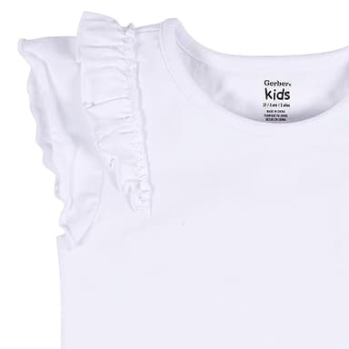 Gerber Baby Girls' Toddler 2-Pack Double Ruffle Tops, White/Pink, 12 Months - Image 8