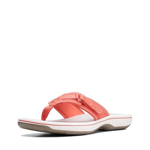 Clarks Women's Breeze Sea Flip-Flop, Bright Coral Synthetic, 7 - Image 1