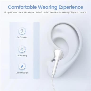2 Packs- Wired Headphones for iPhone Earbuds Built-in Microphone & Volume Control Nosie Reduction Headsets Compatible with iPhone 14/13/12/11/XR/XS/X/8/7/SE/Pro/Pro Max/Support All iOS System - Image 4