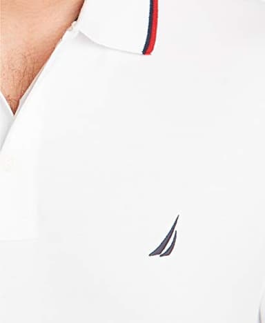 Nautica Men's Big-Tall Classic Fit Short Sleeve Solid Tipped Collar Soft Polo Shirt Shirt, Bright White, 3X Big - Image 5