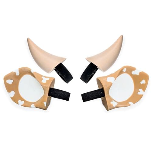 BeamTeam3D Cow Ears and Horns for Headphones, Cute & Fun Decorative Add-Ons for Gaming Headsets, Kids’ School Headphones, Compatible with Most Headphones (Brown/White/White) - Image 1