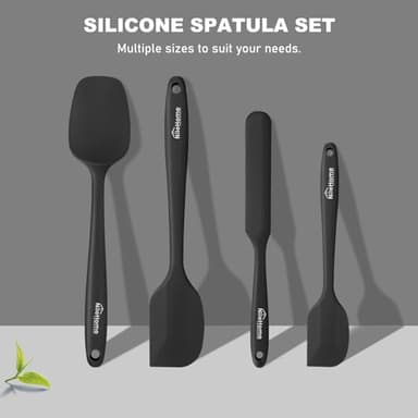 NileHome Silicone Spatula Set, Food Grade Rubber Spatula High Heat-Resistant Premium BPA-Free One Piece Seamless Design Cooking Spatulas Dishwasher Safe BPA-Free 4 pack (Black) - Image 6