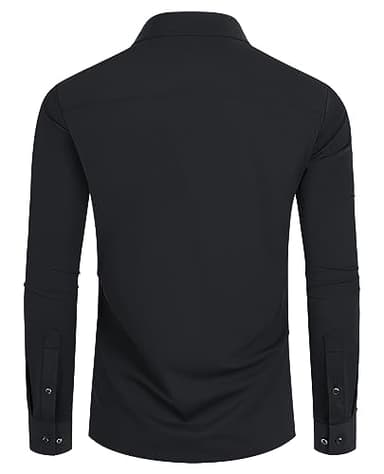 Lion Nardo Slim Fit Black Dress Shirts for Men Wrinkle Free Mens Dress Shirts Long Sleeve Big Muscle Fit Button Up Shirt - Image 8