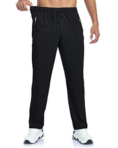 GAXIDES Mens Athletic Workout Jogging Pants with Zipper Pockets Waterproof Sweatpants Mens Lightweight Quick Dry Black M - Image 3