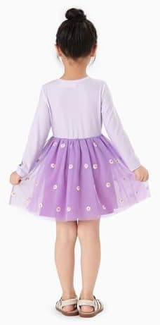 Disney Frozen Elsa Princess Cinderella Ariel Jasmine Rapunzel Baby/Toddler Dress, Ruffle Long-Sleeve Mesh Overlay Tulle Dress - Image 4
