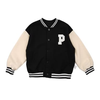 Jobakids Kid Girls' Varsity School Baseball Outerwear Jacket, Girls Bomber Jacket Casual Coat with Pockets for 6T - Image 2