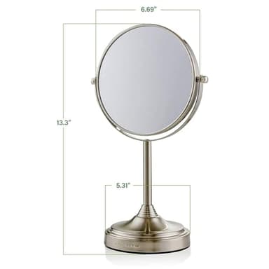 OVENTE 7'' Tabletop Makeup Mirror with 1X/7X Magnification, 360° Swivel Design and Double-Sided Free-Standing Vanity Mirror Perfect for Dresser, Bedroom and Office Desk, Nickel Brushed MNLCT70BR1X7X - Image 6