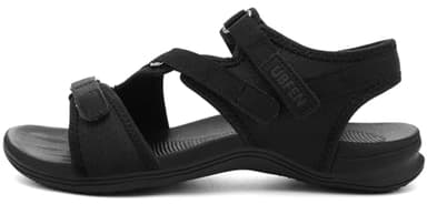 UBFEN Womens Hiking Comfortable Sport Walking Sandals Outdoor Athletic Water Sandals with Three Adjustable Straps Black Size US 9 - Image 2