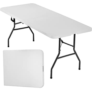 FDW Folding Half Portable Foldable Table for Parties Backyard Events (White, 6 FT 70 * 29) (White, 6 FT) - Image 1