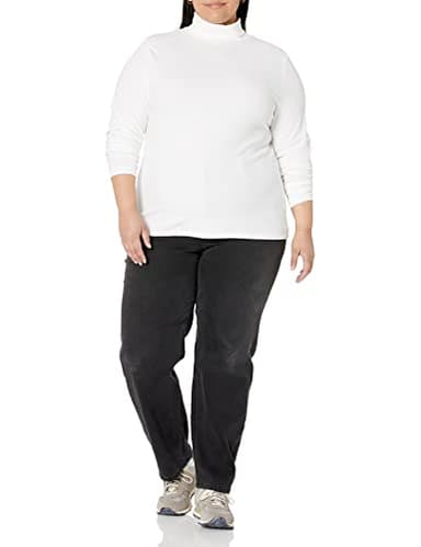 Amazon Essentials Women's Slim-Fit Layering Long Sleeve Knit Rib Turtleneck Top (Available in Plus Size), Pack of 2, White, X-Large - Image 8