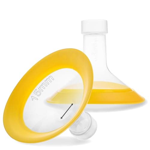 Nenesupply 15mm Oval Flanges Compatible with Medela Breast Pump Parts Replace 17mm Flange Accessories. Work with Pump in Style Parts Symphony Parts Swing Maxi Harmony and Personalfit Flex Connector - Image 1
