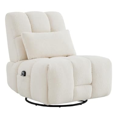 Watson & Whitely Oversized Power Recliner Chair for Adults, Swivel Rocker Recliner Chair with Lumbar Support, Ultra-Comfy Glider Recliner for Living Room Theater Seating Single Sofa, Cream - Image 5