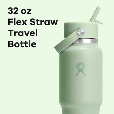 Hydro Flask Travel Water Bottle - Insulated Stainless Steel - Wide Straw Lid, Non Spill, Leakproof in 32 Oz Aloe Green - Image 3