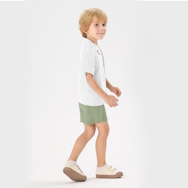 XMWEALTHY Toddler Baby Boy Summer Clothes Color Block Short Sleeve Button-down Shirt Tops Cotton Pants Outfit Set 6-12M - Image 7