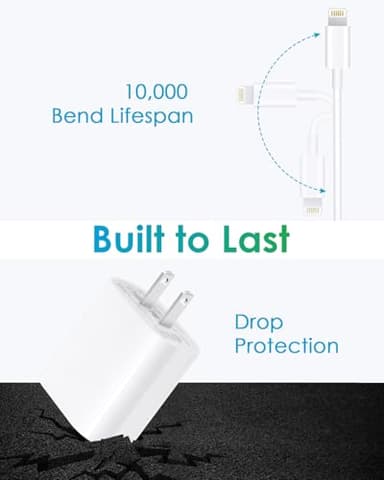 Fast Charger i Phone, 20W USB C Block with 6Ft Cable Compatible with IP 14/14 Pro/14 Plus/14 Pro Max/13/13 Mini/13 Pro/13 Pro Max/12/11/X & More - Image 5