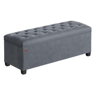 SONGMICS Velvet Storage Ottoman Bench, Foot Rest with Legs, 15.7 x 43 x 15.7 Inches, End of Bed Bench, Storage Chest, Load up to 660 lb, for Living Room, Bedroom, Entryway, Slate Gray ULSF089G01 - Image 1
