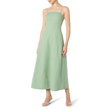 The Drop Women’s Daphne Square Neck Linen Maxi Dress, Iceberg Green, M - Image 1