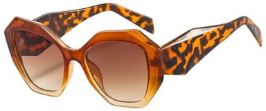 KOPKOYK Trendy Sunglasses for Women Men Retro Polygon Designer Inspired Butterfly Sun Glasses Hexagonal Shades Brown Gradient - Image 2