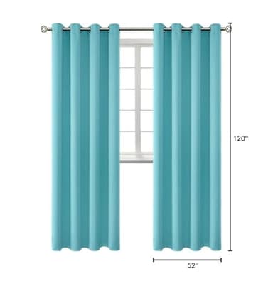 BGment Blackout Curtains - Grommet Thermal Insulated Room Darkening Bedroom and Living Room Curtains, Set of 2 Panels (52 x 120 Inch, Aqua) - Image 9