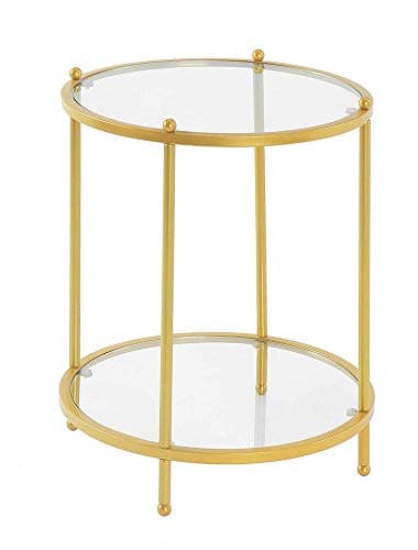 Convenience Concepts Royal Crest 2 Tier Round End Table, Clear Glass / Gold - Image 1