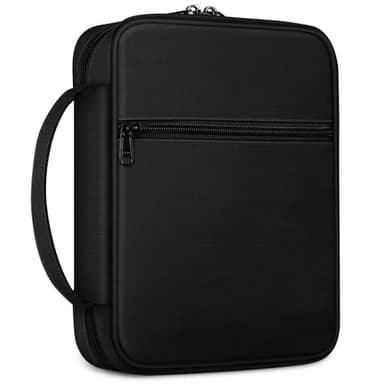 FINPAC Bible Cover, Carrying Book Case Church Bag Bible Protective with Handle and Zippered Pocket, Gift for Mother Lady Women Men, Black - Image 1