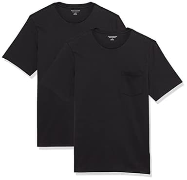 Amazon Essentials Mens T-Shirts, Regular-Fit, Short-Sleeve Crewneck Pocket, Pack of 2, Black, 4X-Large Big Tall - Image 1