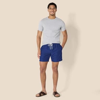 Amazon Essentials Men's 7" Swim Trunks with Mesh Lining, Pockets, Drawstring Closure, Navy, Large - Image 5