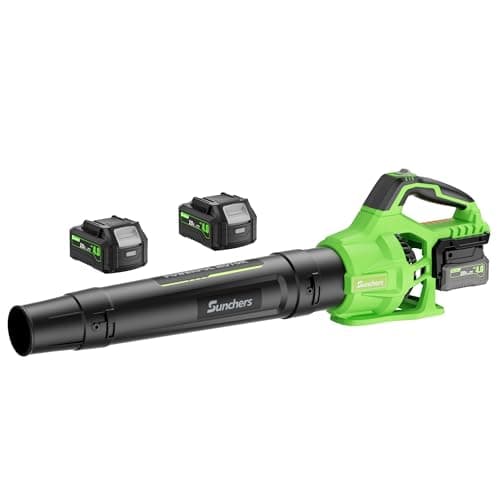 Leaf Blower Cordless with 2 x 4.0Ah Battery and Charger, 580CFM 160MPH Electric Blower with 2 Speeds, 20V Handheld Leaf Cleaner for Lawn Care, Blowing Leaves, Dust, Snow, Gravel for Patio, Yard, Green - Image 1