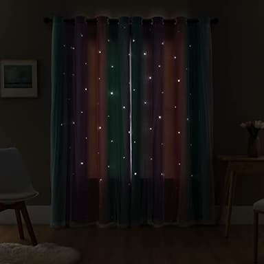 XiDi Dream Star Blackout Curtains for Kids Rooms Girl Princess Curtain for Daughter Bedroom Window (Pink Purple Green, W52 X L84) - Image 9