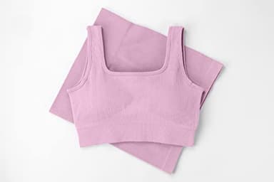 QINSEN Workout Sets for Women 2 Piece Seamless Ribbed Crop Tank High Waist Shorts Yoga Outfits (L, Dusty Pink) - Image 5
